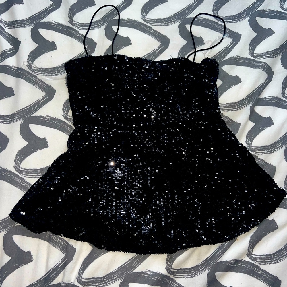 Sparkly Flare Black Crop Top